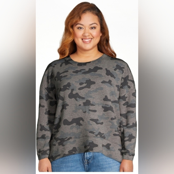 New Secret Treasures Black Gray Camouflage Womens Joggers Sweatshirt Set Size 2X - Picture 1 of 16